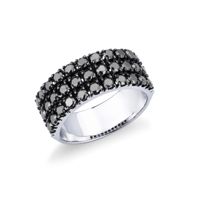 18k white gold band ring with black diamonds