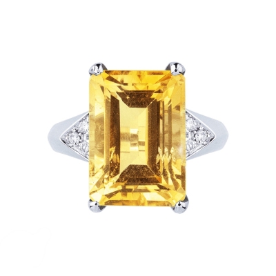 Ring with citrine and diamonds 