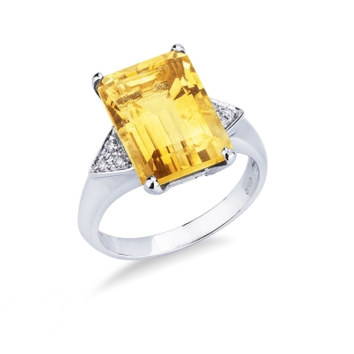 Ring with citrine and diamonds 
