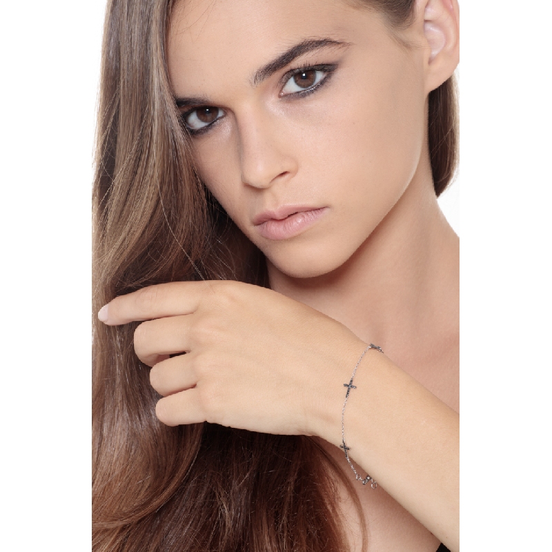 750 white gold bracelet with black diamonds crosses 750 white gold bracelet with black diamonds crosses
