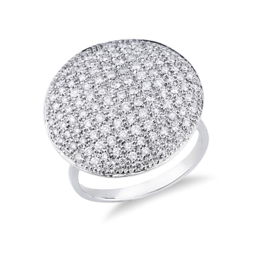 18k white gold round pavè ring diamonds
