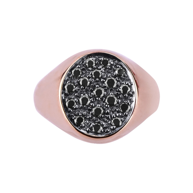 750 rose gold pavè male ring with black diamonds 750 rose gold pavè male ring with black diamonds
