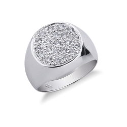 White gold 18k pinky ring with diamonds pavé