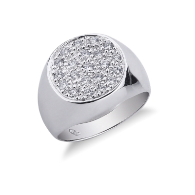 White gold 18k pinky ring with diamonds pavé
