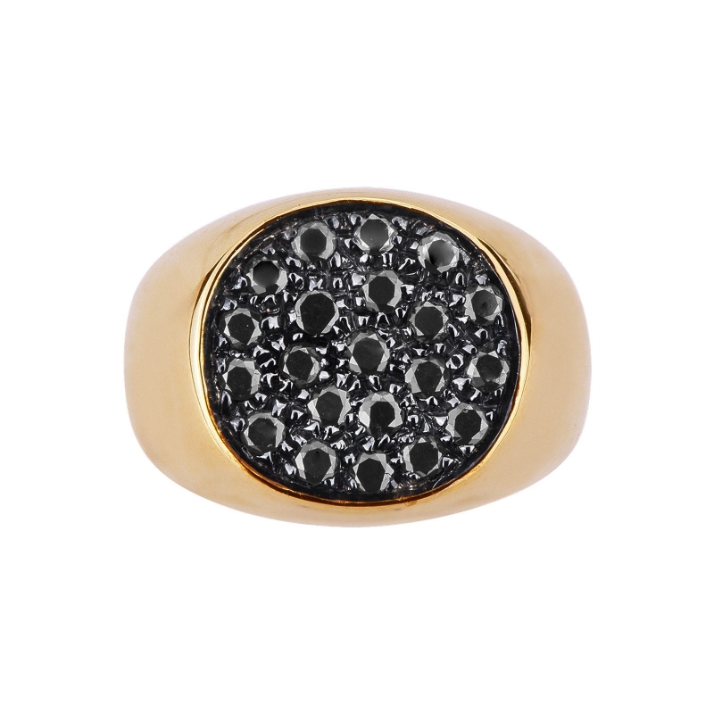 Black diamonds pavè ring in yellow gold 750 Black diamonds pavè ring in yellow gold 750