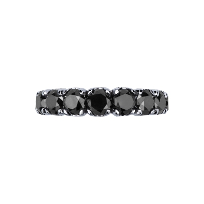 Black diamonds half eternity ring in white gold 750