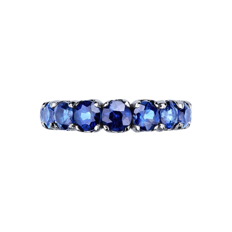 18k white gold half eternity ring with blue sapphires 18k white gold half eternity ring with blue sapphires