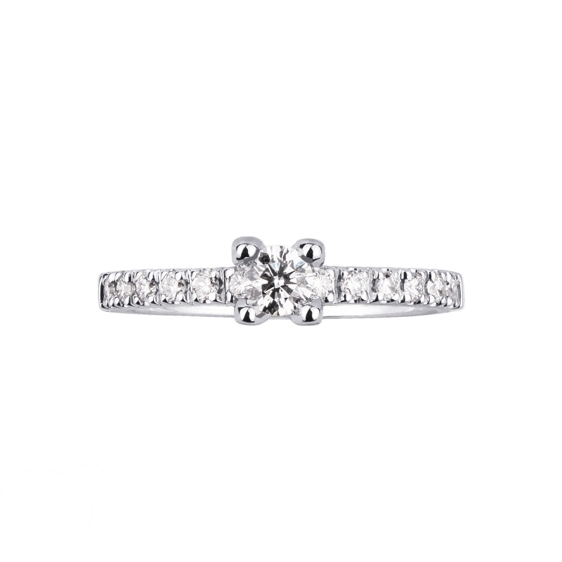 Solitaire diamond ring white gold 18k