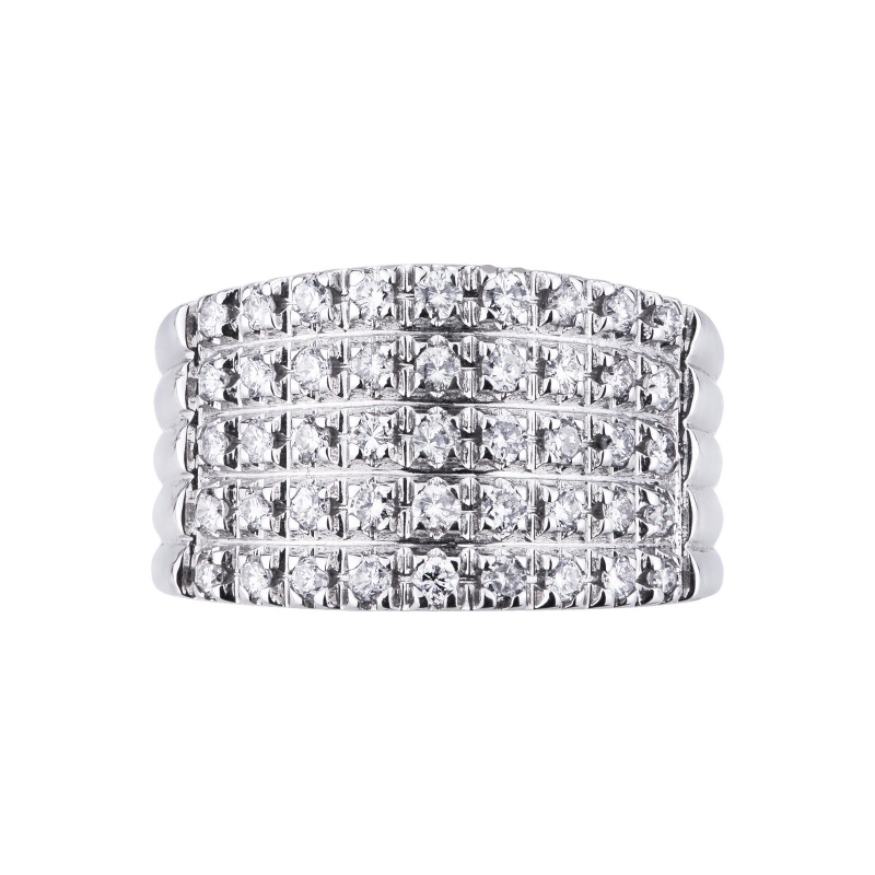 18k white gold ring with 5 rows of diamonds  18k white gold ring with 5 rows of diamonds