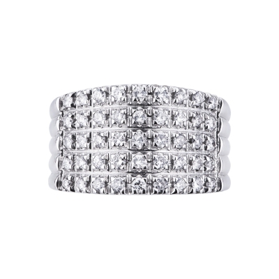 18k white gold ring with 5 rows of diamonds 