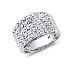 18k white gold ring with 5 rows of diamonds