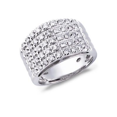 18k white gold ring with 5 rows of diamonds 