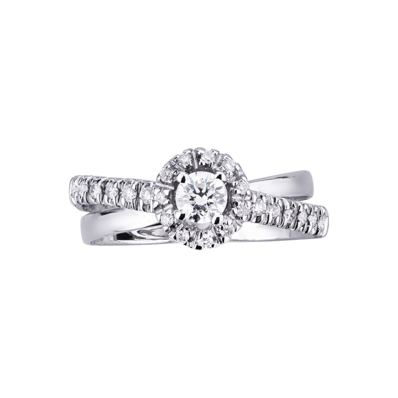 White gold 18k double diamond band ring  White gold 18k double diamond band ring