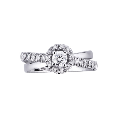 White gold 18k double diamond band ring 