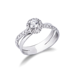 White gold 18k double diamond band ring