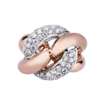 Rose and white gold 18k iced out ring with diamonds 