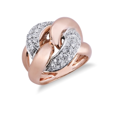 Rose and white gold 18k iced out ring with diamonds 