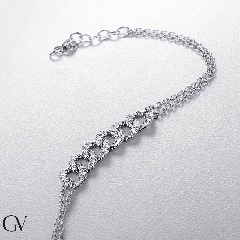 18k white gold bracelet with iced out section in diamonds 18k white gold bracelet with iced out section in diamonds