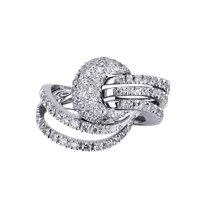 18k white gold knot ring with diamonds  18k white gold knot ring with diamonds
