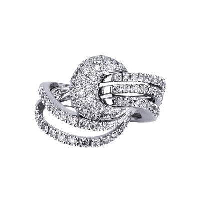 18k white gold knot ring with diamonds 