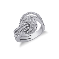 18k white gold knot ring with diamonds
