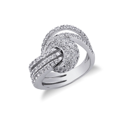18k white gold knot ring with diamonds 