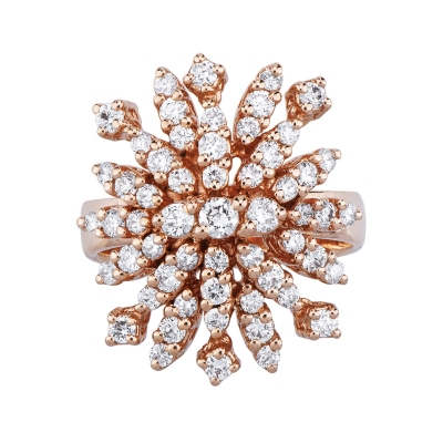 18k rose gold design ring with diamonds