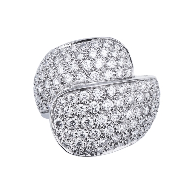 White gold 18k band ring with diamonds pavé