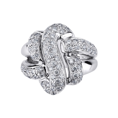 White gold 18k knot ring with diamonds 