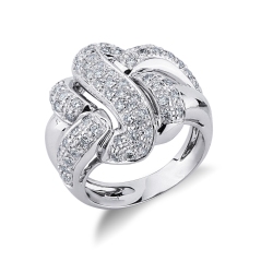 White gold 18k knot ring with diamonds