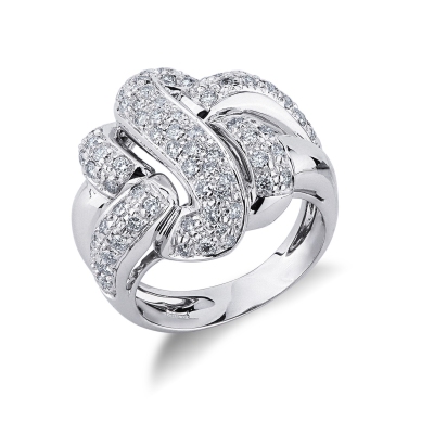 White gold 18k knot ring with diamonds 