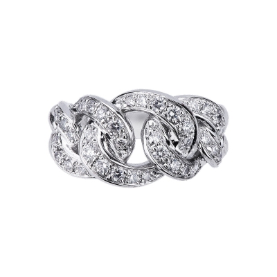 Diamonds iced out ring in white gold 18k 