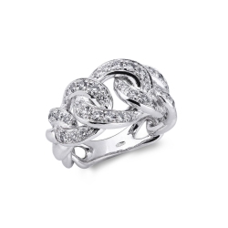 Diamonds iced out ring in white gold 18k