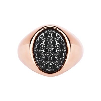 750 rose gold ring black diamonds