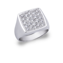 White gold 18k pinky ring with diamonds