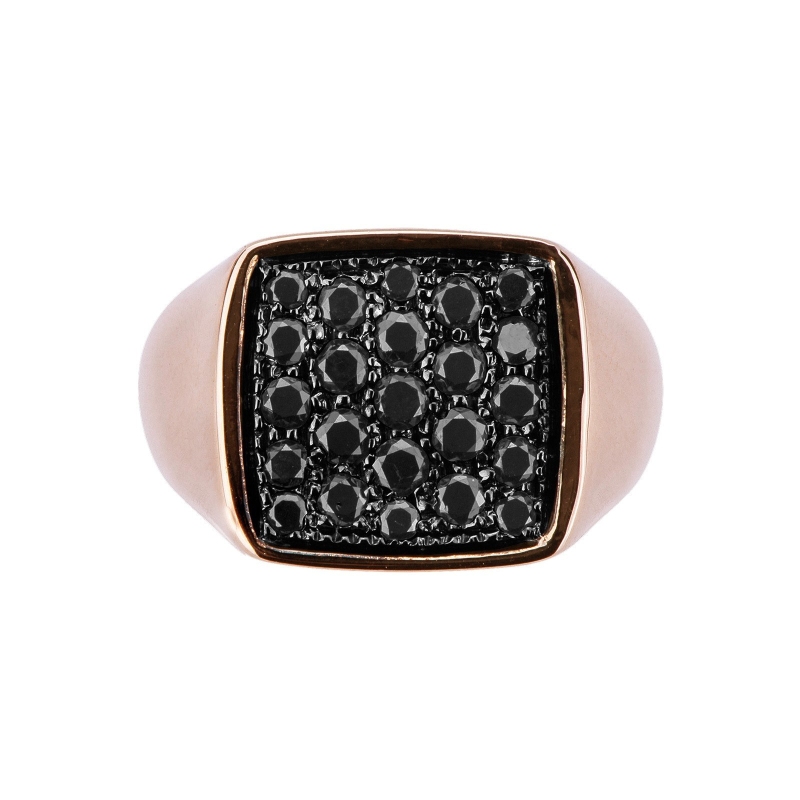 750 rose gold ring with black diamonds pavè 750 rose gold ring with black diamonds pavè
