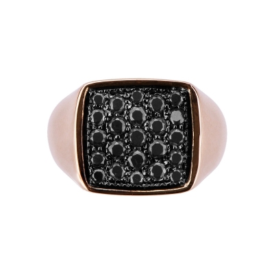750 rose gold ring with pavè black diamonds