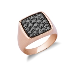 750 rose gold ring with pavè black diamonds