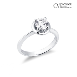 Solitaire ring in white gold 18k with diamond 0.90 ct