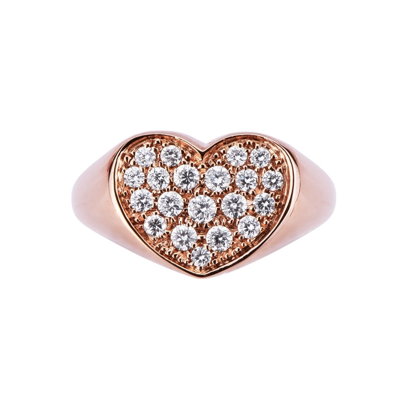 Pinky ring heart shaped pavè ring 750 rose gold Pinky ring heart shaped pavè ring 750 rose gold