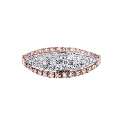 Band ring in white and rosé gold 18k with diamonds 