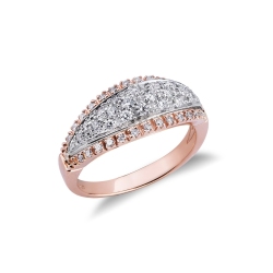 Band ring in white and rosé gold 18k with diamonds