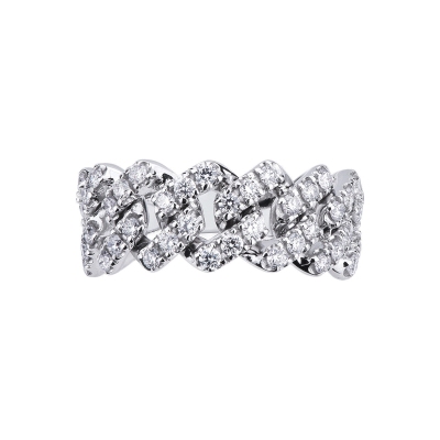 White gold 18k cuban chain link with diamonds 