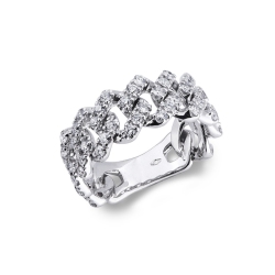 White gold 18k cuban chain link with diamonds