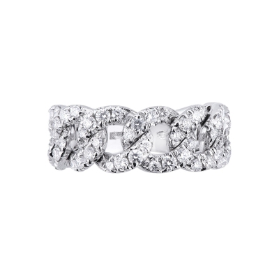 White gold 18k groumette ring with diamonds 