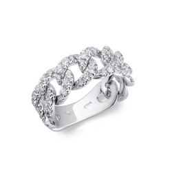 White gold 18k groumette ring with diamonds