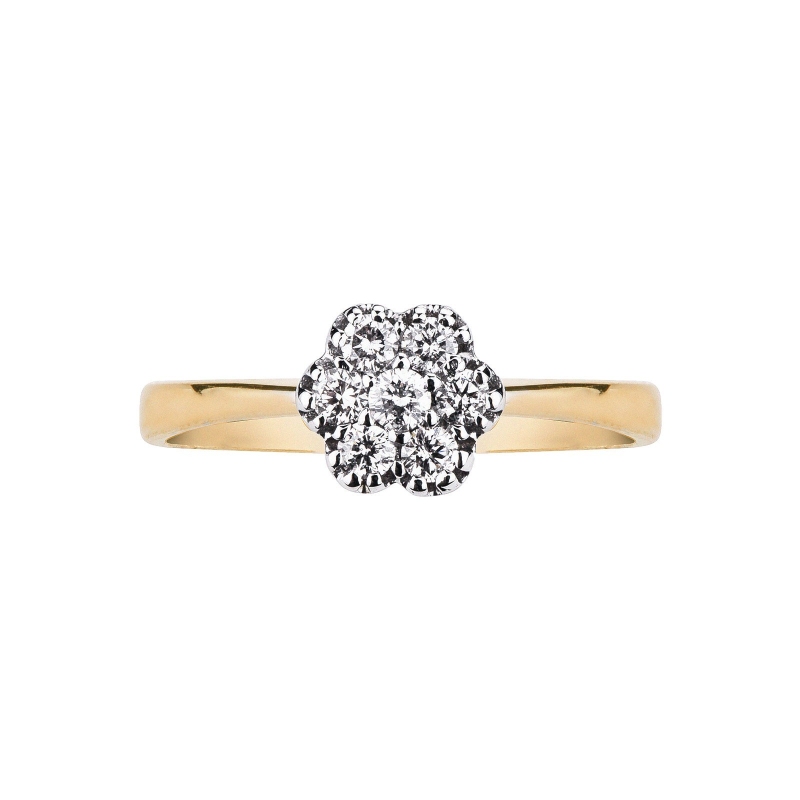 White and yellow gold 18k diamonds illusion flower White and yellow gold 18k diamonds illusion flower