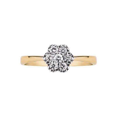 White and yellow gold 18k diamonds illusion flower