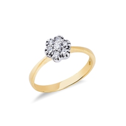 White and yellow gold 18k diamonds illusion flower