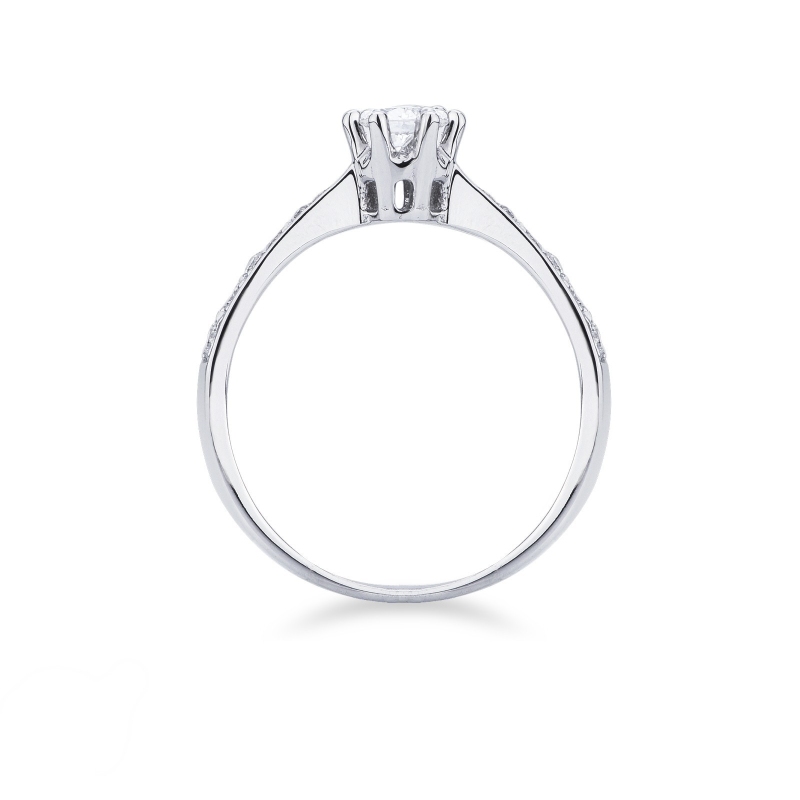 White gold 18k solitaire ring with diamonds  White gold 18k solitaire ring with diamonds